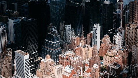 Обои вид сверху, небоскребы, сша, нью-йорк, здания, the view from the top, skyscrapers, usa, new york, building разрешение 5850x3503 Загрузить