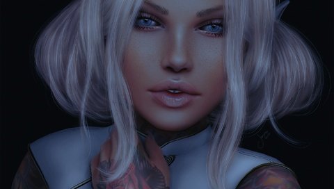 Обои глаза, девушка, фон, тату, волосы, губы, лицо, eyes, girl, background, tattoo, hair, lips, face разрешение 2048x1512 Загрузить