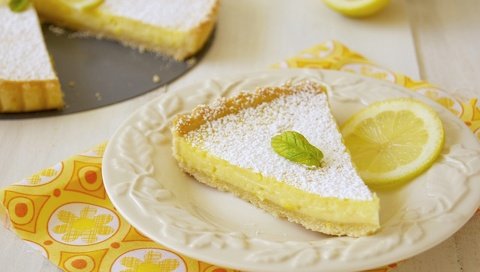 Обои мята, лимон, выпечка, десерт, сахарная пудра, пирог, mint, lemon, cakes, dessert, powdered sugar, pie разрешение 1920x1276 Загрузить