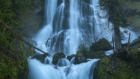 Обои деревья, камни, водопад, ущелье реки колумбия, каскад, штат вашингтон, trees, stones, waterfall, the columbia river gorge, cascade, washington разрешение 2048x1365 Загрузить