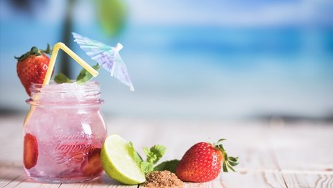 Обои мята, напиток, фрукты, клубника, ягоды, лайм, mint, drink, fruit, strawberry, berries, lime разрешение 5296x3531 Загрузить