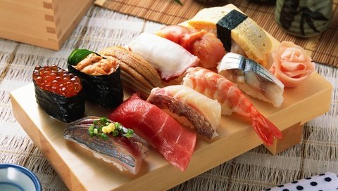 Обои рыба, икра, суши, роллы, морепродукты, японская кухня, ассорти, fish, caviar, sushi, rolls, seafood, japanese cuisine, cuts разрешение 3485x2788 Загрузить