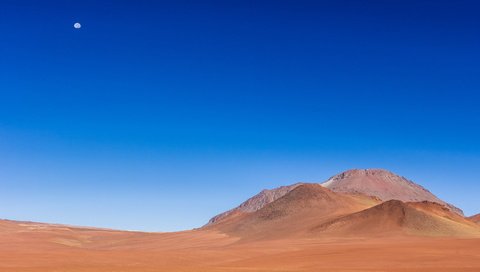 Обои небо, пейзаж, песок, пустыня, луна, the sky, landscape, sand, desert, the moon разрешение 3000x2000 Загрузить