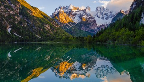 Обои озеро, горы, природа, отражение, пейзаж, альпы, cortina d'ampezzo, lake, mountains, nature, reflection, landscape, alps разрешение 3840x2400 Загрузить