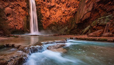 Обои река, природа, пейзаж, водопад, каньон, michael wilson, river, nature, landscape, waterfall, canyon разрешение 3840x2400 Загрузить