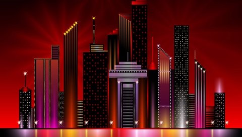 Обои ночь, огни, вектор, город, графика, night, lights, vector, the city, graphics разрешение 3840x2400 Загрузить