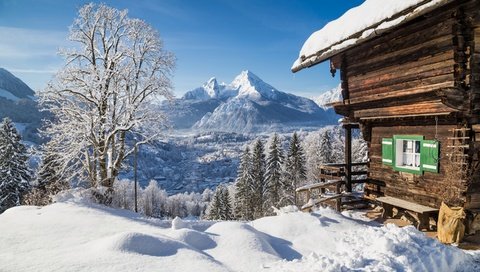 Обои горы, зима, mountains, winter разрешение 2880x1800 Загрузить