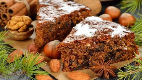 Обои орехи, корица, рождество, сладкое, выпечка, торт, десерт, пирожное, nuts, cinnamon, christmas, sweet, cakes, cake, dessert разрешение 3840x2400 Загрузить