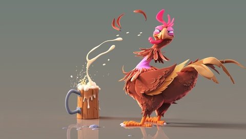 Обои пиво, искусство, 3д, петух, beer, art, 3d, cock разрешение 1920x1200 Загрузить