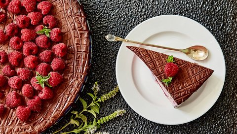 Обои малина, шоколад, сладкое, торт, крем, raspberry, chocolate, sweet, cake, cream разрешение 5184x3452 Загрузить