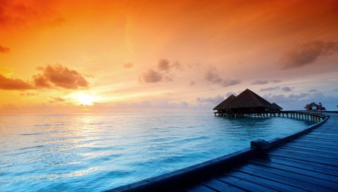 Обои закат, море, тропики, 3, мальдивы, sunset, sea, tropics, the maldives разрешение 5444x3630 Загрузить