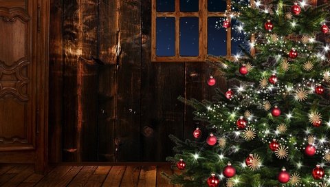 Обои новый год, елка, шары, окно, рождество, елочные игрушки, new year, tree, balls, window, christmas, christmas decorations разрешение 2880x1800 Загрузить