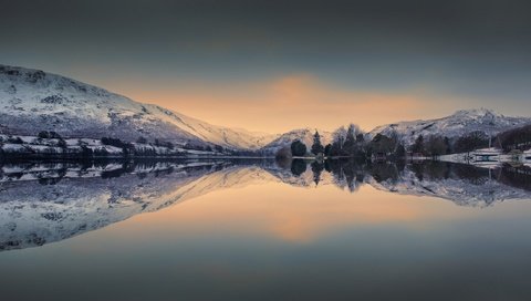 Обои озеро, горы, природа, отражение, пейзаж, lake, mountains, nature, reflection, landscape разрешение 1920x1080 Загрузить