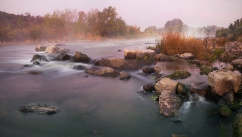 Обои река, природа, туман, осень, river, nature, fog, autumn разрешение 1920x1080 Загрузить