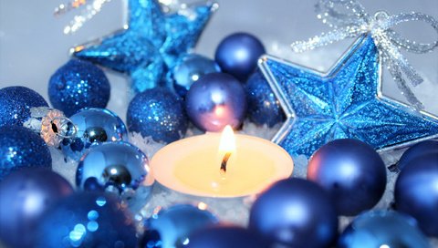 Обои новый год, шары, свеча, рождество, елочные игрушки, new year, balls, candle, christmas, christmas decorations разрешение 2560x1600 Загрузить