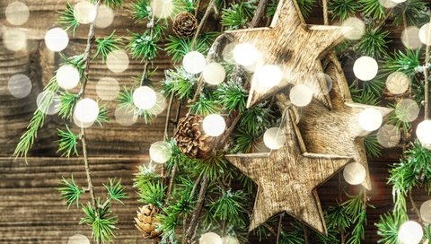 Обои новый год, елка, звезды, рождество, шишки, new year, tree, stars, christmas, bumps разрешение 2880x1800 Загрузить