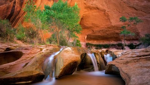 Обои река, скалы, пейзаж, водопад, каньон, david swindler, coyote gulch, эскаланте, river, rocks, landscape, waterfall, canyon, escalante разрешение 1920x1200 Загрузить