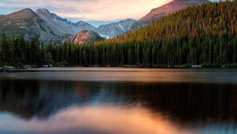 Обои деревья, озеро, горы, природа, лес, сша, bear lake, trees, lake, mountains, nature, forest, usa разрешение 5111x4016 Загрузить