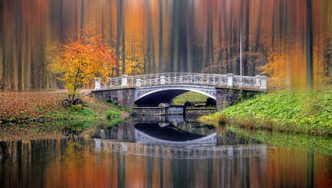 Обои река, природа, лес, пейзаж, парк, мост, осень, боке, river, nature, forest, landscape, park, bridge, autumn, bokeh разрешение 1920x1200 Загрузить