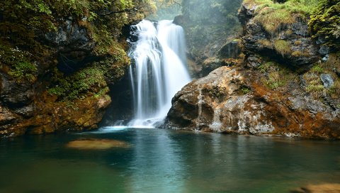 Обои река, скалы, природа, водопад, nikolay sapronov, river, rocks, nature, waterfall разрешение 1920x1200 Загрузить