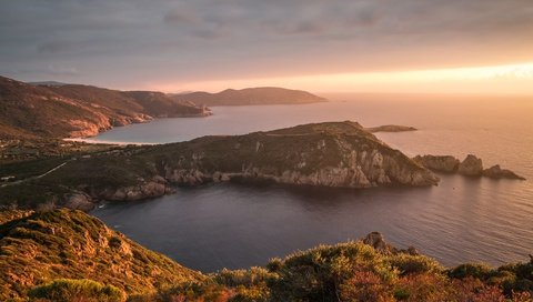 Обои скалы, закат, море, побережье, франция, корсика, rocks, sunset, sea, coast, france, corsica разрешение 4500x3000 Загрузить