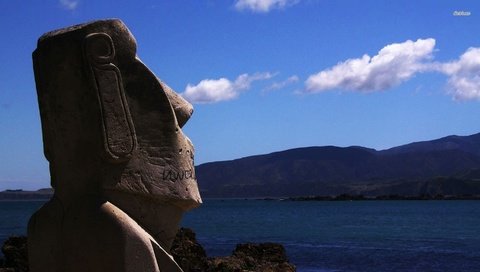 Обои небо, истукан, облака, моай, природа, рапануи, пейзаж, остров пасхи, статуя, скульптура, чили, the sky, image, clouds, moai, nature, rapanui, landscape, easter island, statue, sculpture, chile разрешение 1920x1080 Загрузить