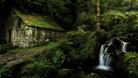 Обои природа, лес, ручей, водопад, дом, франция, франци, овернь, nature, forest, stream, waterfall, house, france, auvergne разрешение 3840x2400 Загрузить