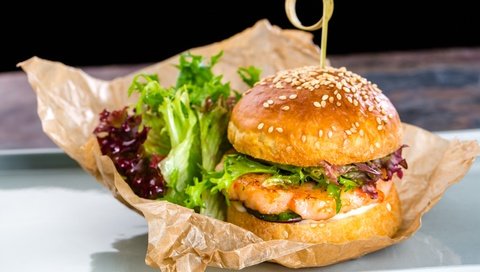Обои гамбургер, котлета, мясо, салат, булочка, бургер, hamburger, patty, meat, salad, bun, burger разрешение 3000x2000 Загрузить