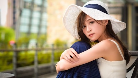 Обои девушка, шляпа, азиатка, girl, hat, asian разрешение 7360x4912 Загрузить