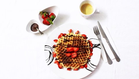 Обои клубника, кофе, завтрак, шоколад, тарелка, вафли, strawberry, coffee, breakfast, chocolate, plate, waffles разрешение 5184x3456 Загрузить