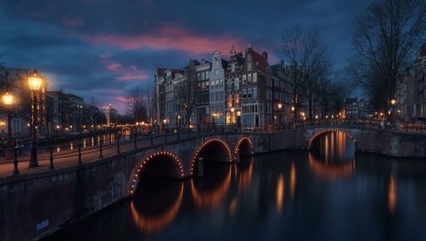 Обои город, подсветка, амстердам, the city, backlight, amsterdam разрешение 1920x1080 Загрузить