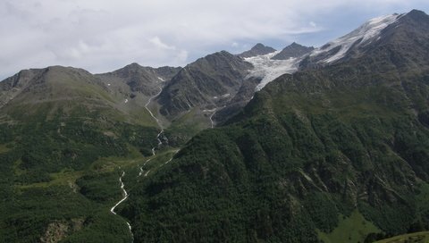 Обои небо, облака, горы, природа, пейзаж, долина, the sky, clouds, mountains, nature, landscape, valley разрешение 1920x1080 Загрузить