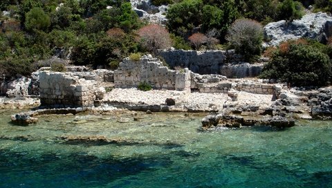 Обои море, руины, турция, 4, kekova island, demre, sea, ruins, turkey разрешение 1920x1080 Загрузить