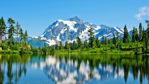 Обои озеро, горы, лес, lake, mountains, forest разрешение 4753x3066 Загрузить