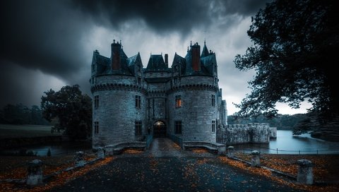 Обои замок, осень, франция, миссийак, castle, autumn, france, missillac разрешение 2048x1361 Загрузить