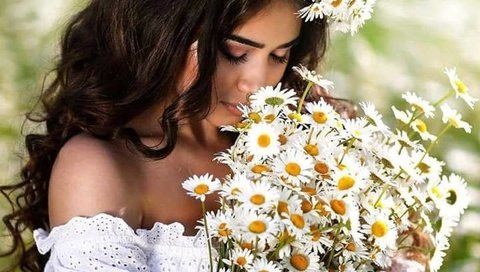 Обои девушка, поле, брюнетка, лето, ромашки, венок, girl, field, brunette, summer, chamomile, wreath разрешение 1965x2036 Загрузить