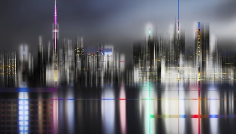 Обои ночь, абстракция, город, сша, чикаго, иллиноис, night, abstraction, the city, usa, chicago, illinois разрешение 2048x1381 Загрузить