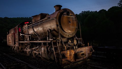 Обои ночь, железная дорога, старый, паровоз, night, railroad, old, the engine разрешение 2112x1188 Загрузить