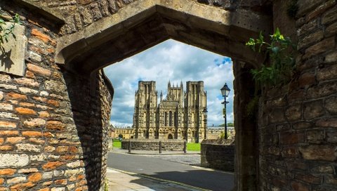 Обои собор, англия, готика, архитектура, здание, wells cathedral, уэлский собор, уэллс, сомерсет, cathedral, england, gothic, architecture, the building разрешение 1920x1200 Загрузить