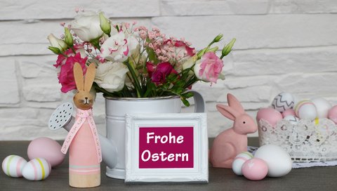 Обои цветы, кролики, пасха, праздник, натюрморт, глазунья, декор, flowers, rabbits, easter, holiday, still life, eggs, decor разрешение 6000x4000 Загрузить