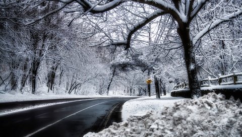 Обои дорога, снег, road, snow разрешение 3840x2160 Загрузить