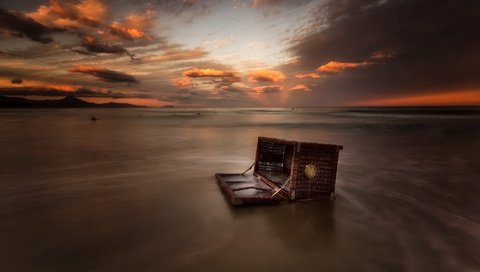 Обои берег, закат, море, shore, sunset, sea разрешение 2047x1233 Загрузить