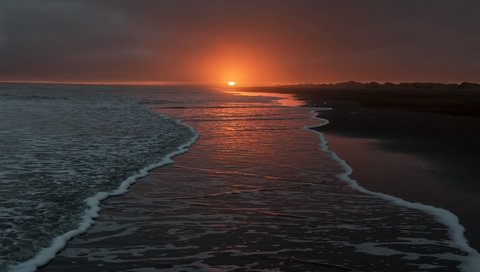 Обои небо, берег, закат, море, горизонт, морской пейзаж, the sky, shore, sunset, sea, horizon, seascape разрешение 3840x2160 Загрузить