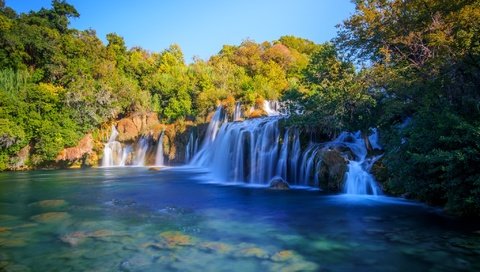 Обои деревья, река, лес, водопад, осень, хорватия, каскад, krka national park, trees, river, forest, waterfall, autumn, croatia, cascade разрешение 2047x1326 Загрузить