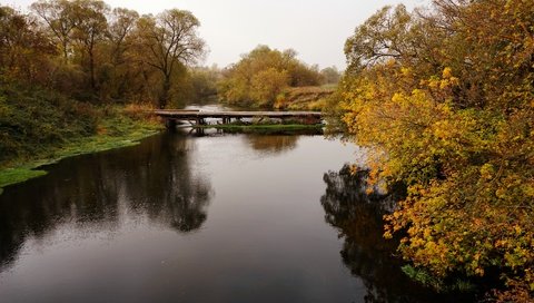 Обои деревья, река, природа, мост, осень, trees, river, nature, bridge, autumn разрешение 6000x4000 Загрузить