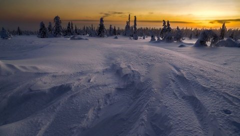 Обои ночь, снег, зима, поле, night, snow, winter, field разрешение 3840x2160 Загрузить