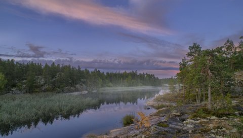 Обои озеро, ладога, природа, шхеры, камни, ладожское озеро, лес, пейзаж, утро, туман, владимир рябков, lake, ladoga, nature, skerries, stones, lake ladoga, forest, landscape, morning, fog, vladimir ryabkov разрешение 2400x1600 Загрузить