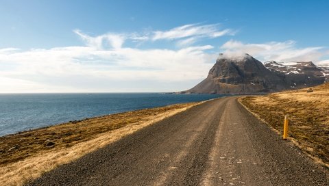 Обои дорога, горы, море, road, mountains, sea разрешение 3840x2160 Загрузить