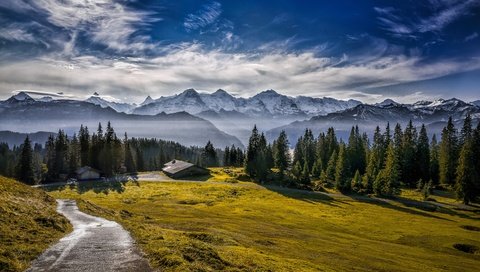 Обои горы, домики, альпы, mountains, houses, alps разрешение 6000x4000 Загрузить