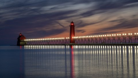 Обои маяк, мичиган, lighthouse, michigan разрешение 3840x2160 Загрузить